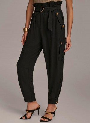 Donna Karan Belted Cargo Pants Black | USA_DK75995