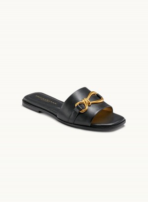 Donna Karan Haylen Flat Sandals Black | USA_DK32872