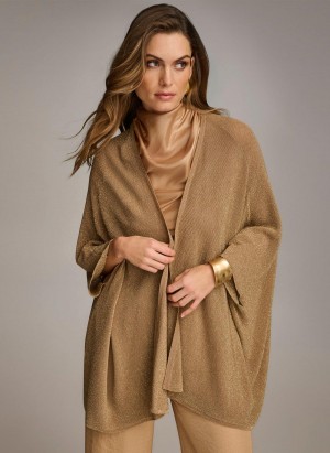 Donna Karan Lurex Cardigan Sweaters and Tops Gold | USA_DK39810