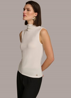 Donna Karan Mockneck Sweaters and Tops Cream | USA_DK32731