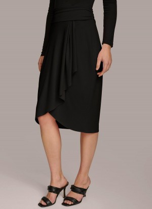 Donna Karan Ruched Skirt Black | USA_DK49390