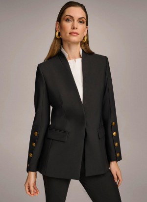 Donna Karan With Button Details On Sleeve Jacket Black | USA_DK41299