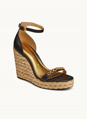 Donna Karan Yulissa Ankle Strap Espadrille Sandals Black | USA_DK23702