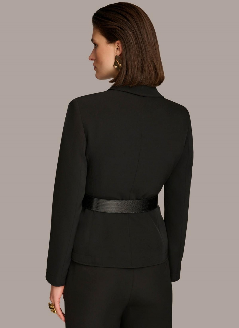 Donna Karan Belted Blazer Jacket Black | USA_DK97859