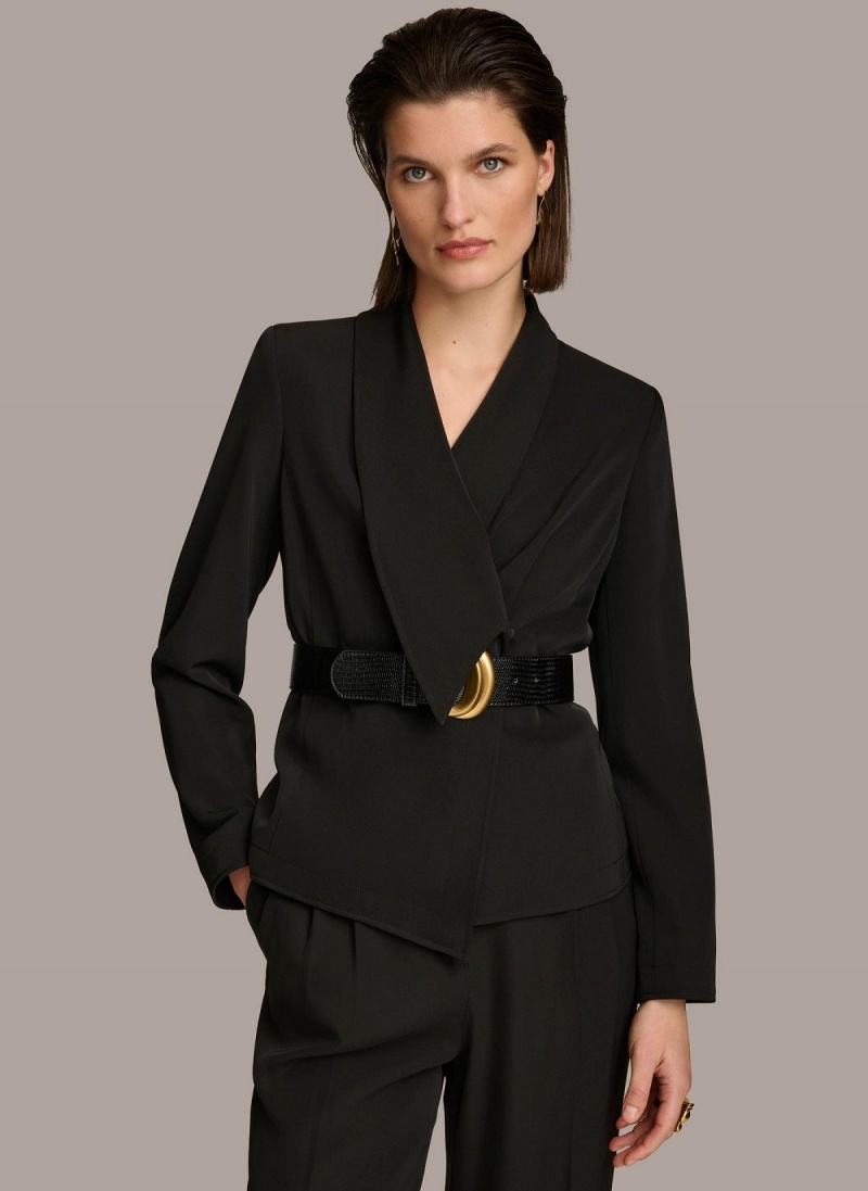 Donna Karan Belted Blazer Jacket Black | USA_DK97859