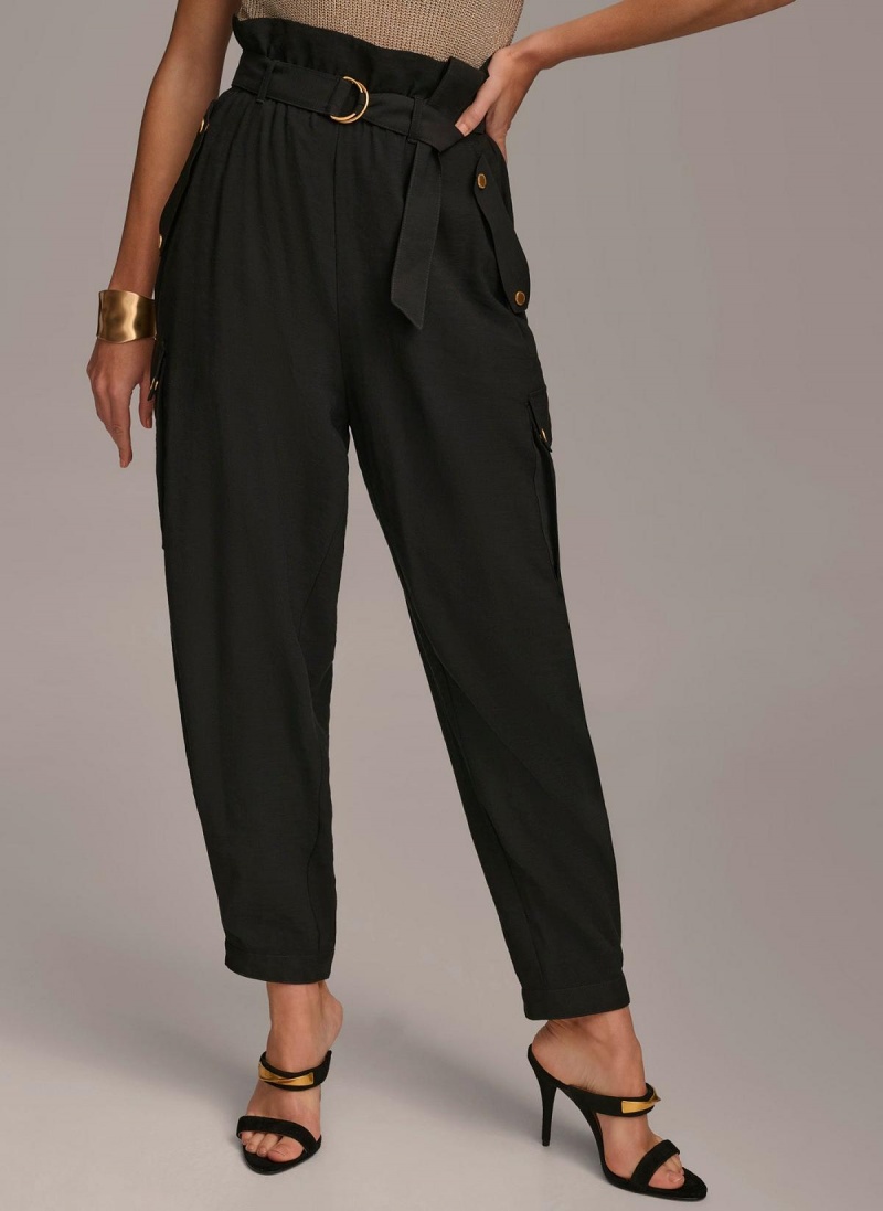 Donna Karan Belted Cargo Pants Black | USA_DK75995