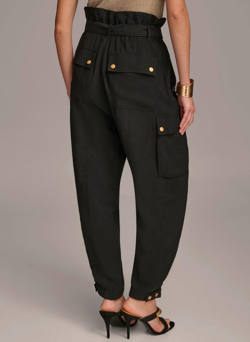 Donna Karan Belted Cargo Pants Black | USA_DK75995