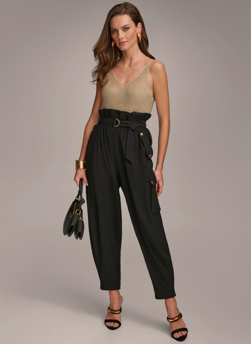 Donna Karan Belted Cargo Pants Black | USA_DK75995