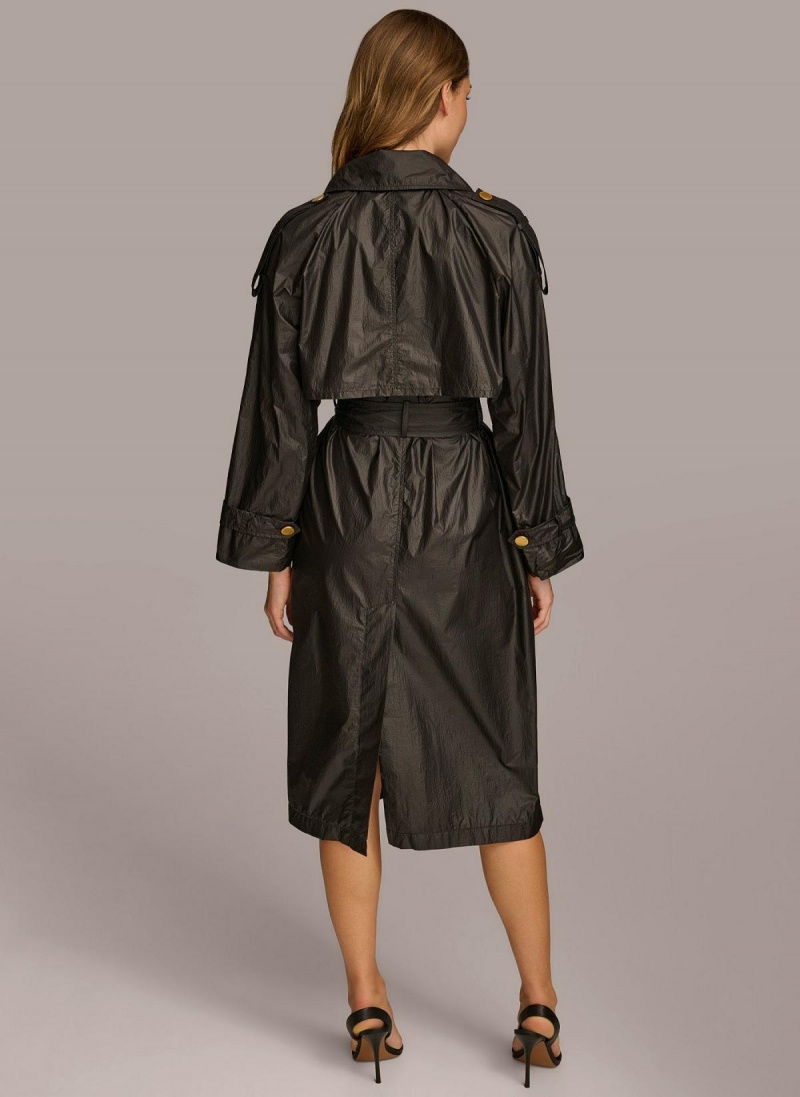 Donna Karan Belted Light Weight Trench Outerwear Black | USA_DK85019