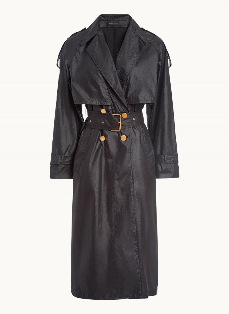 Donna Karan Belted Light Weight Trench Outerwear Black | USA_DK85019