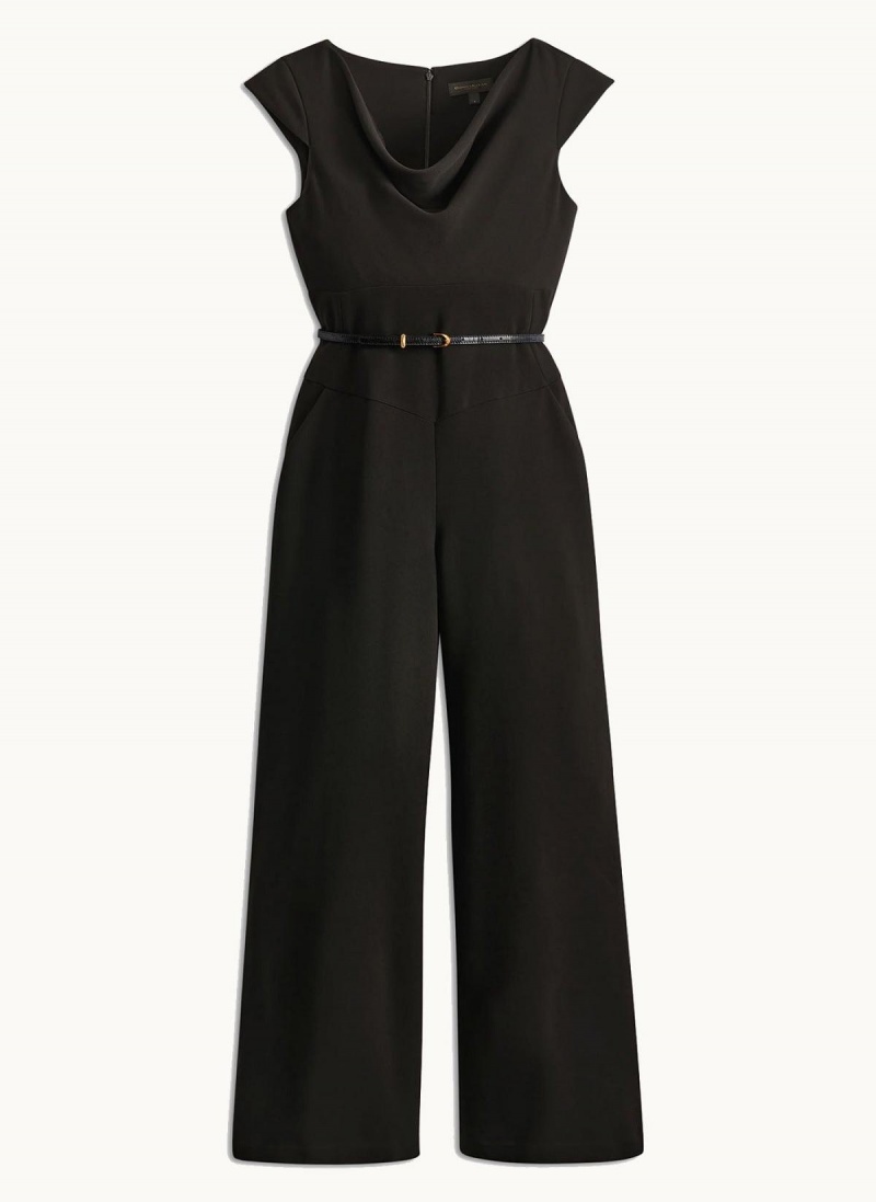 Donna Karan Belted With Pockets Jumpsuit Black | USA_DK79313