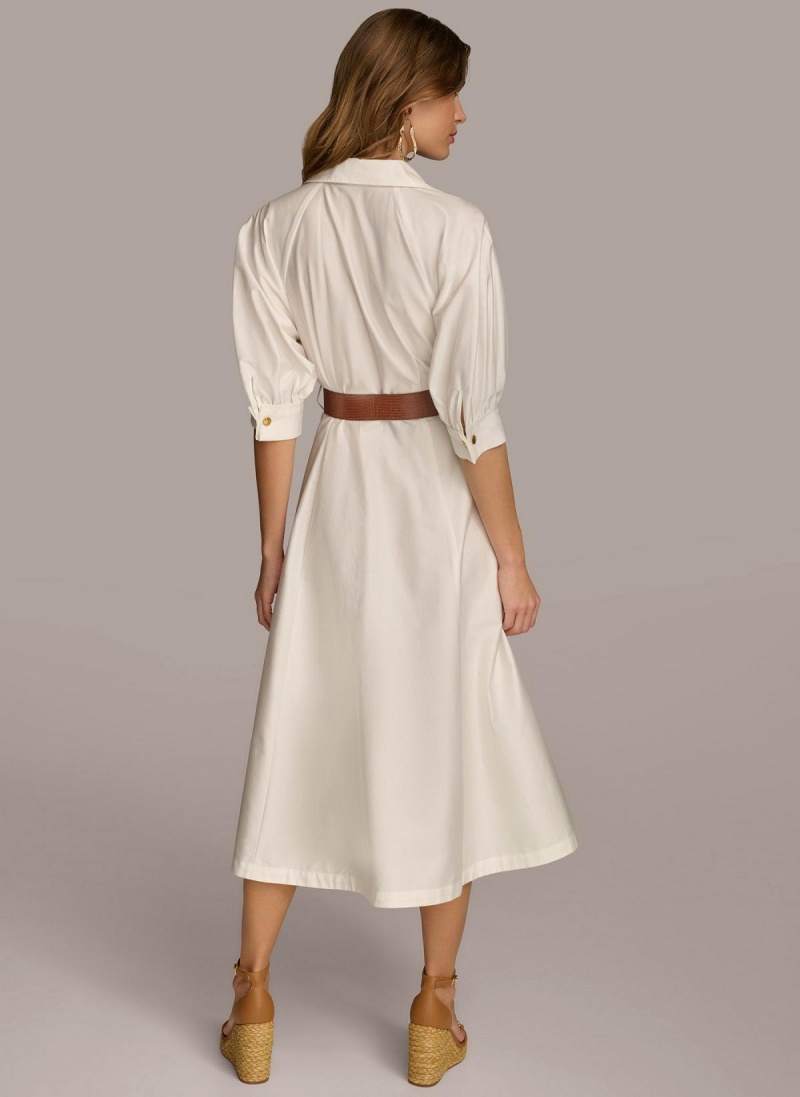 Donna Karan Cotton Shirt Dress Cream | USA_DK49105