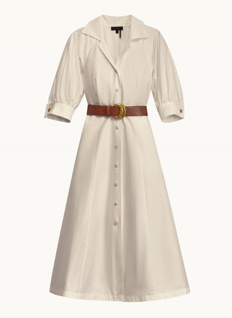 Donna Karan Cotton Shirt Dress Cream | USA_DK49105