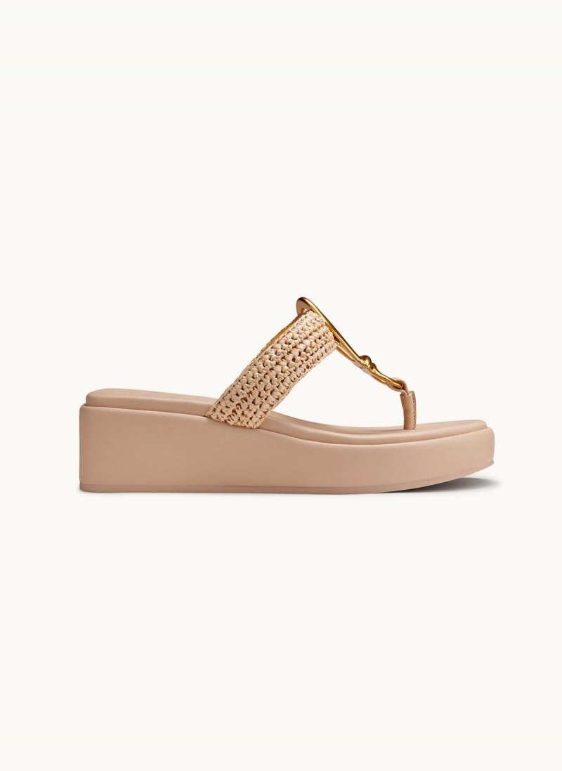 Donna Karan Harlyn Wedge Sandals Beige / Beige | USA_DK59300