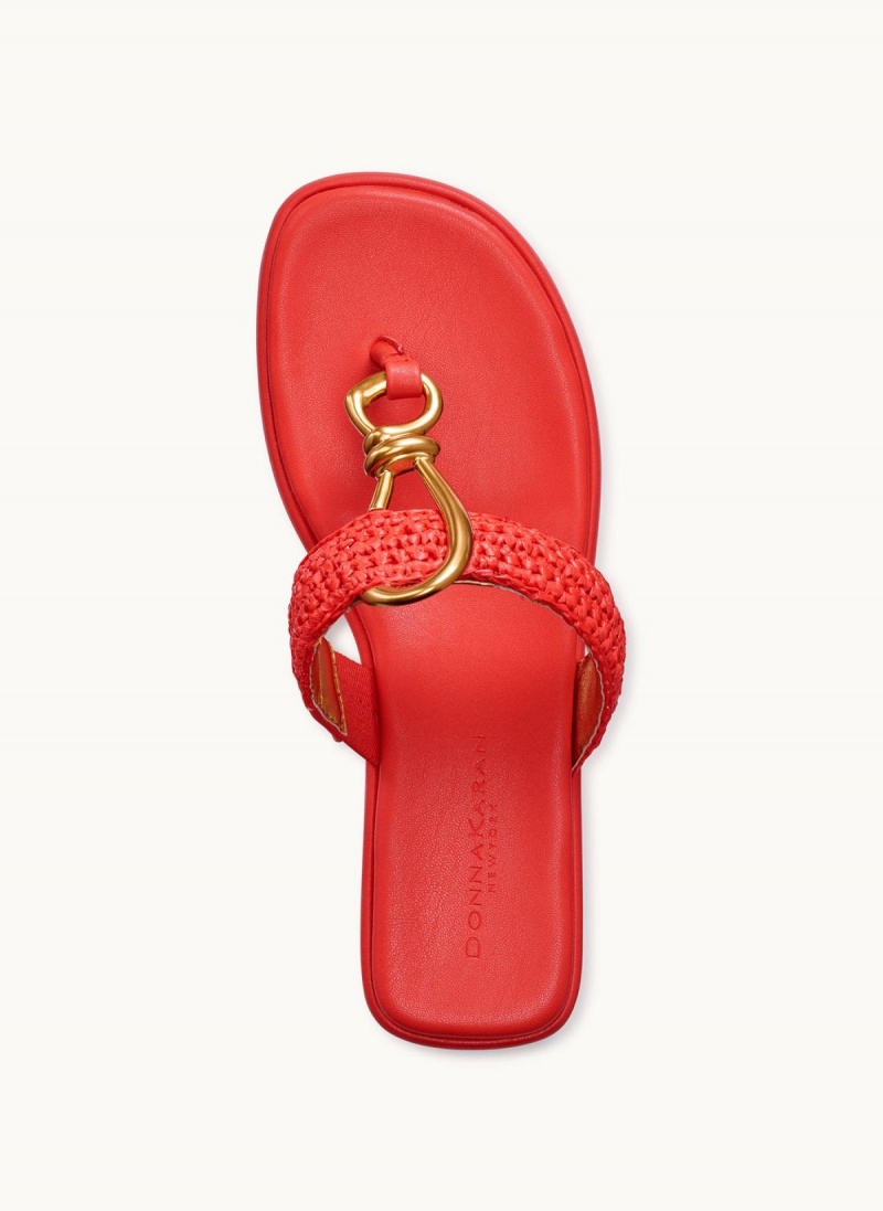 Donna Karan Harlyn Wedge Sandals Red | USA_DK81208