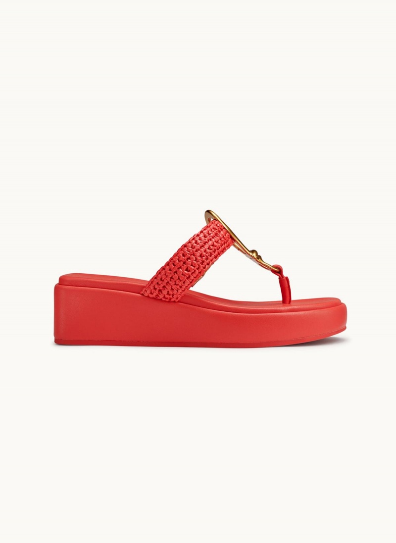 Donna Karan Harlyn Wedge Sandals Red | USA_DK81208