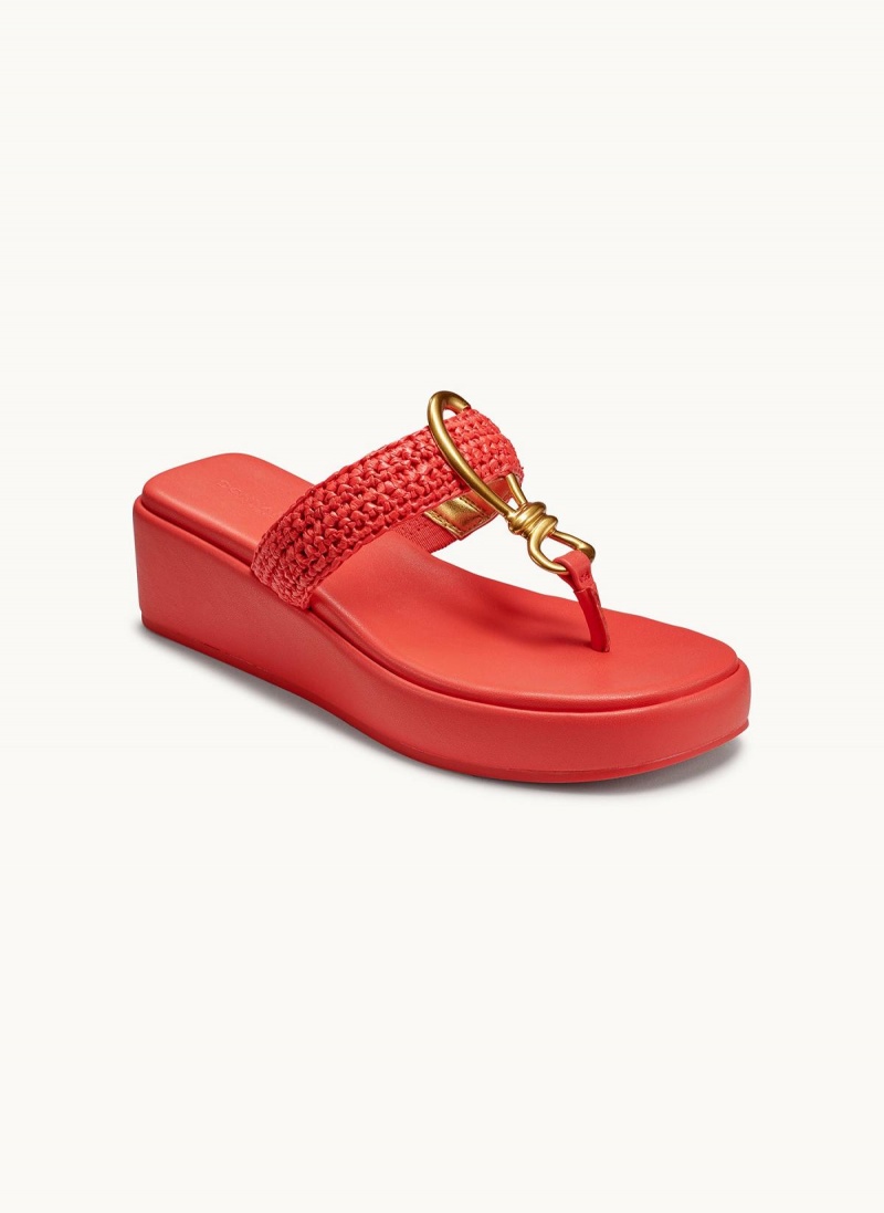 Donna Karan Harlyn Wedge Sandals Red | USA_DK81208