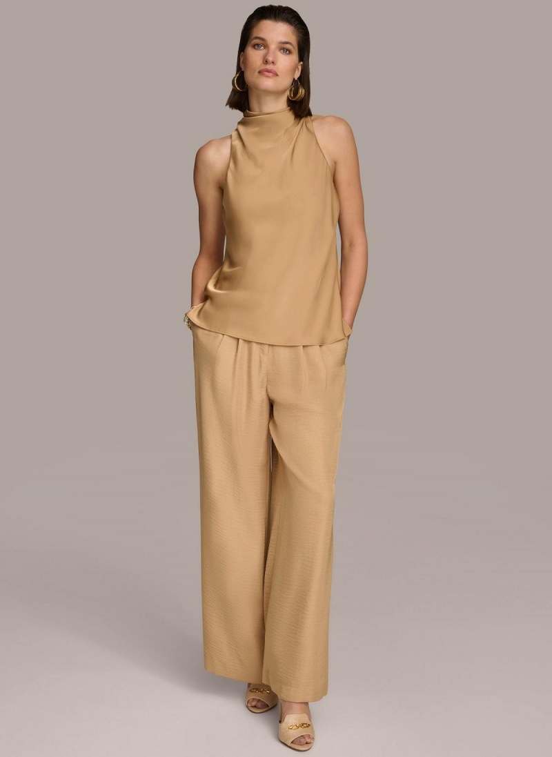 Donna Karan High Drape Neck Sweaters and Tops Gold | USA_DK89202