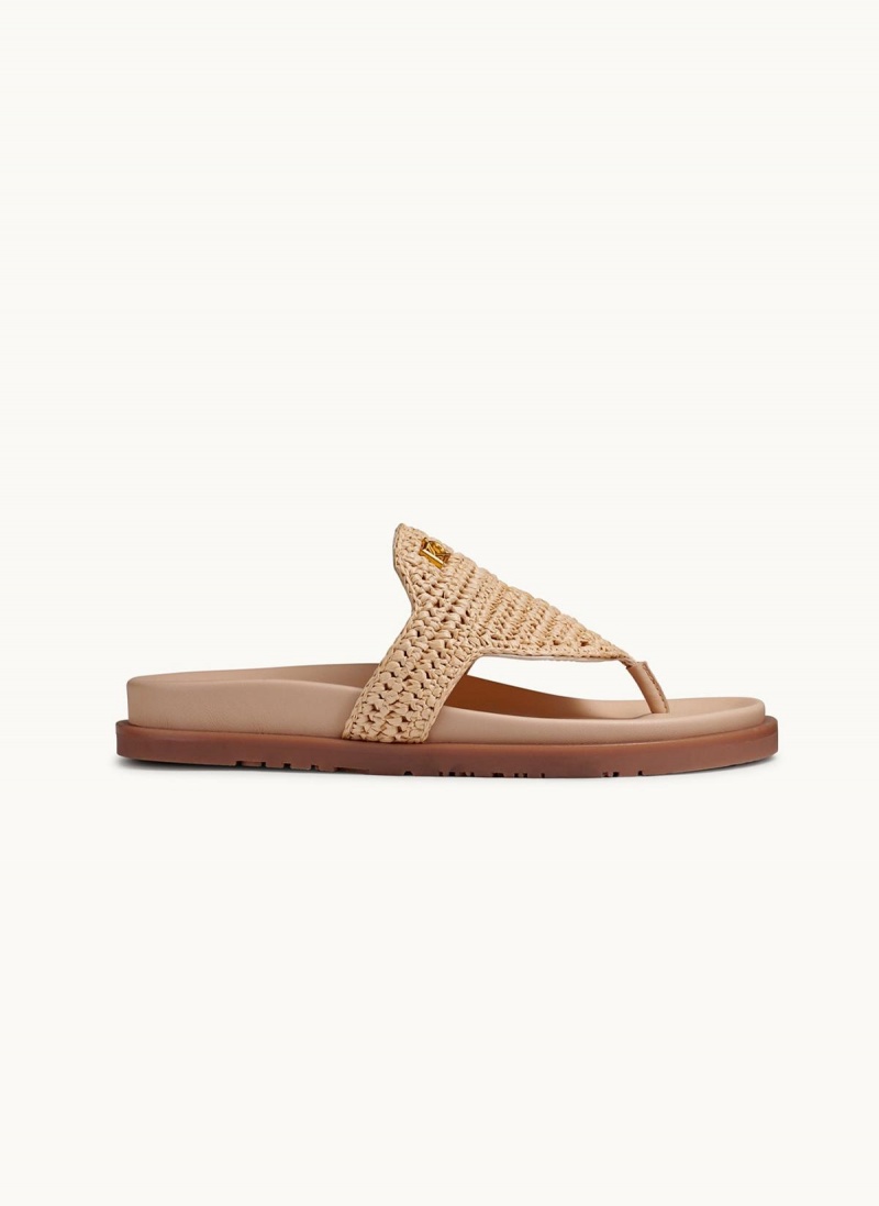 Donna Karan Hira Flat Sandals Beige / Beige | USA_DK60789