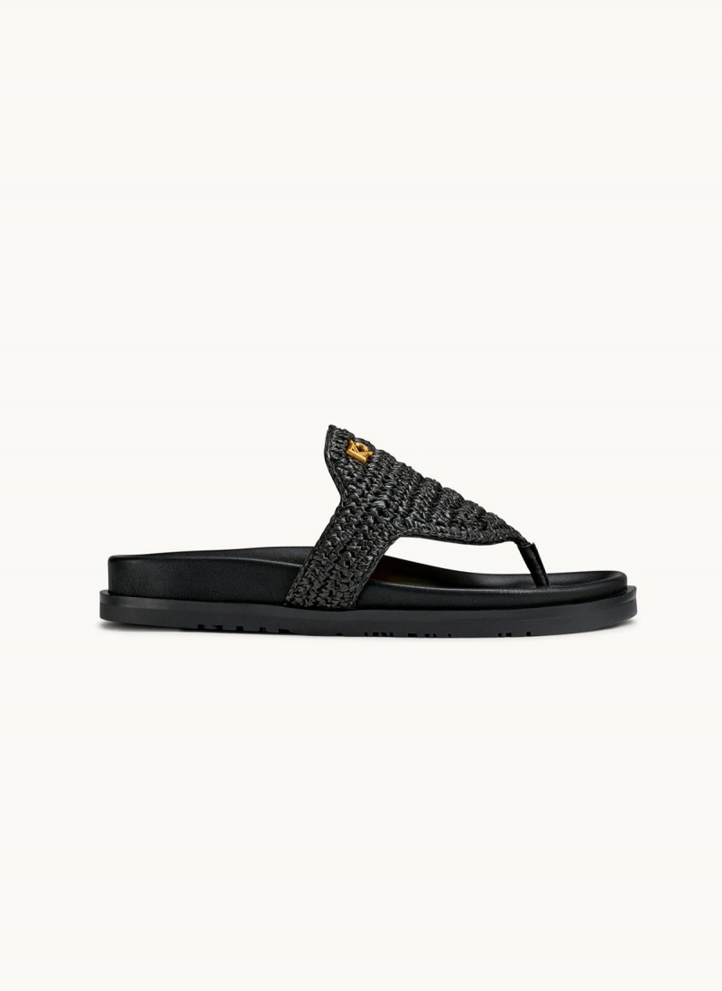 Donna Karan Hira Flat Sandals Black | USA_DK27213