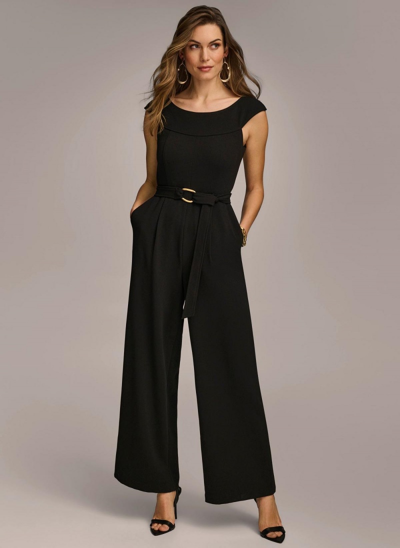 Donna Karan Jumpsuit With Hardware Belt Jumpsuit Black | USA_DK29021