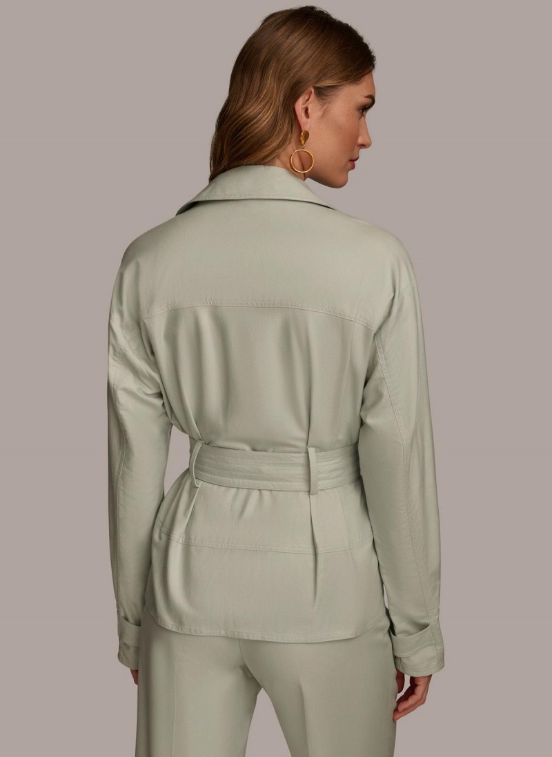 Donna Karan Long Sleeve Belted Utility Jacket Blue | USA_DK46407