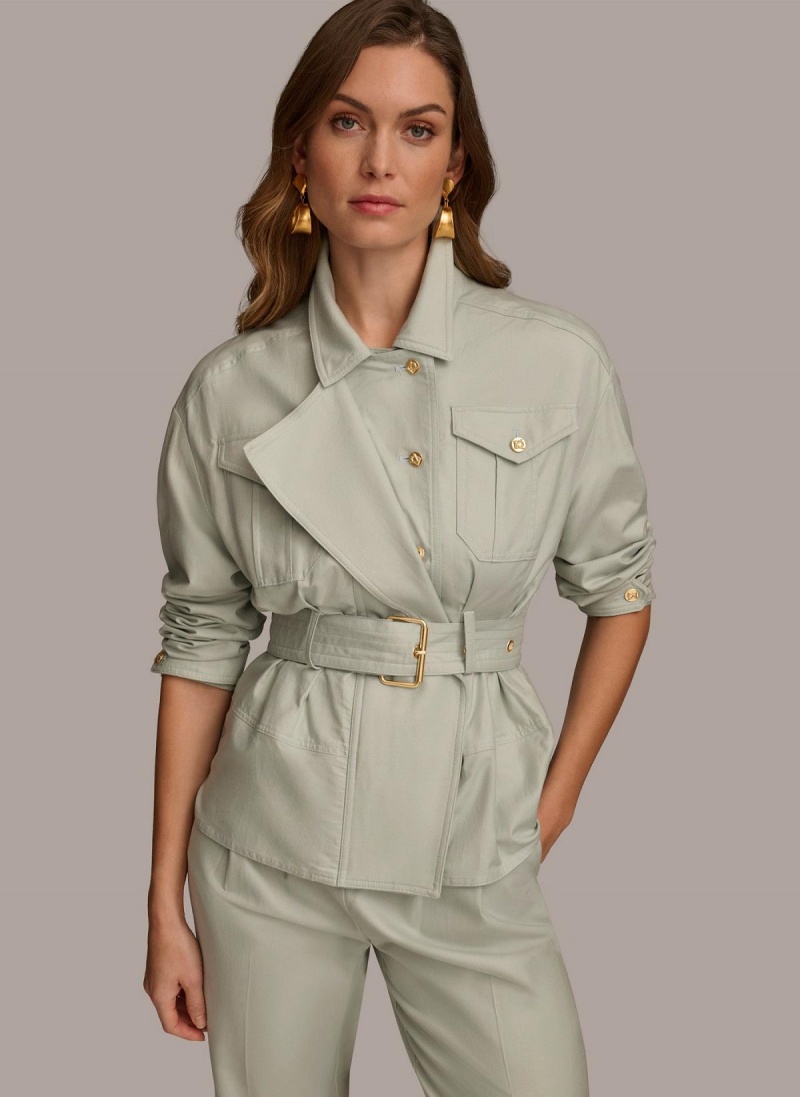 Donna Karan Long Sleeve Belted Utility Jacket Blue | USA_DK46407