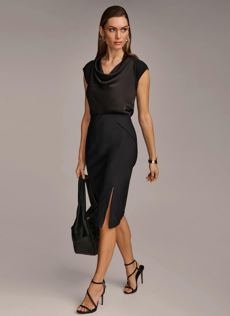 Donna Karan Midi Pencil Skirt Black | USA_DK44327