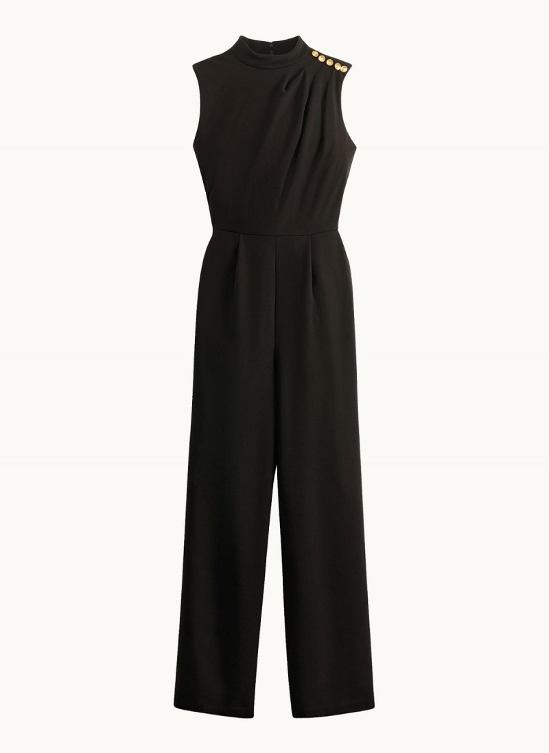 Donna Karan Mock Neck With Pockets Jumpsuit Black | USA_DK74106