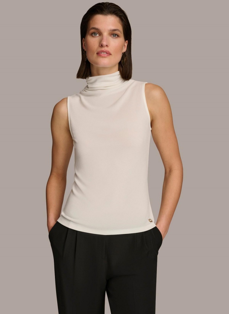 Donna Karan Mockneck Sweaters and Tops Cream | USA_DK32731