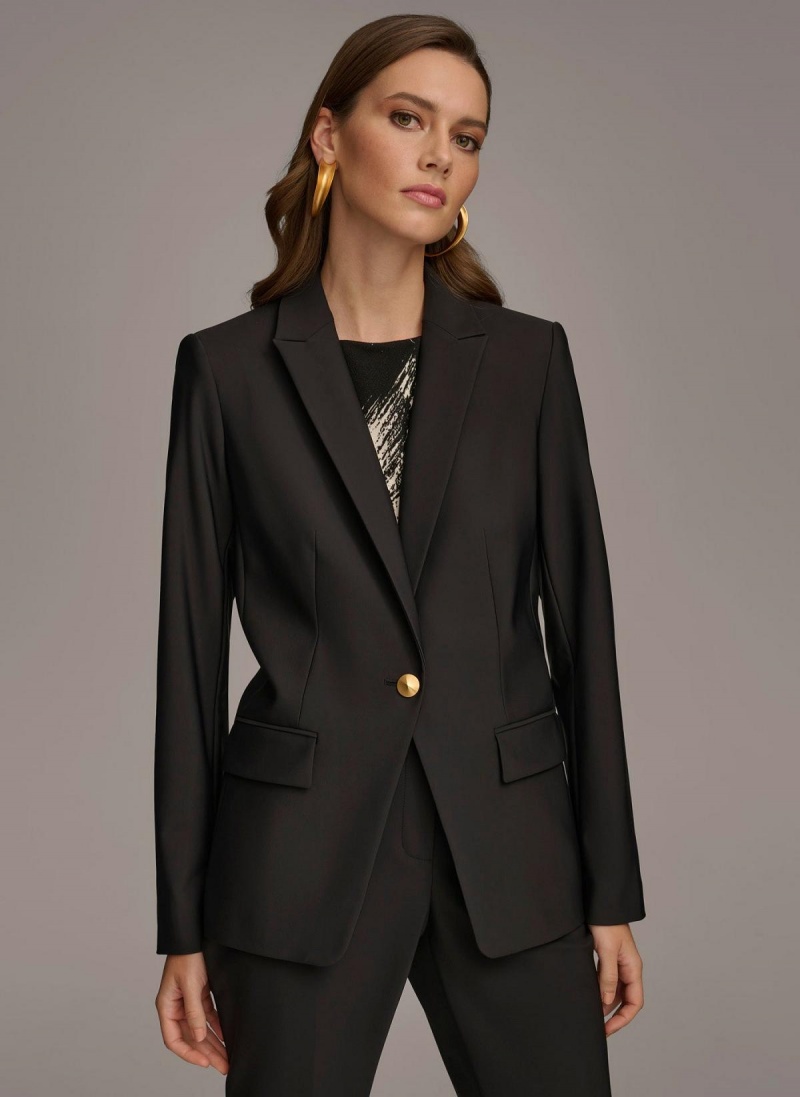 Donna Karan One Button Jacket Black | USA_DK19759