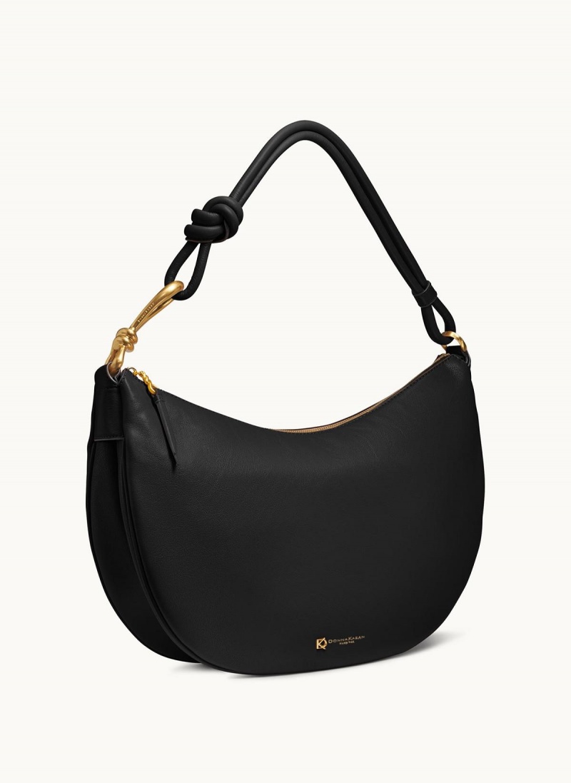 Donna Karan Roslyn Large Hobo Bag Black / Gold | USA_DK39792