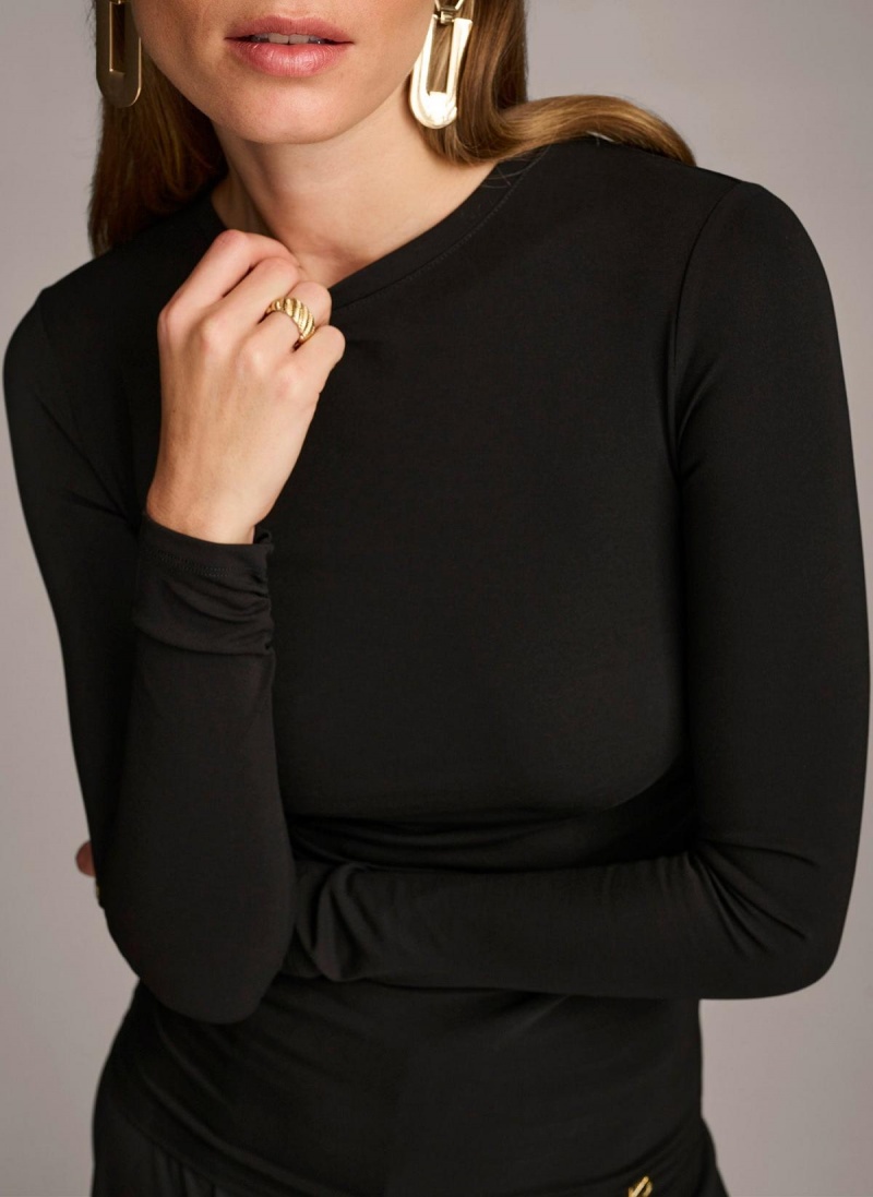 Donna Karan Ruched Detail Sweaters and Tops Black | USA_DK36694