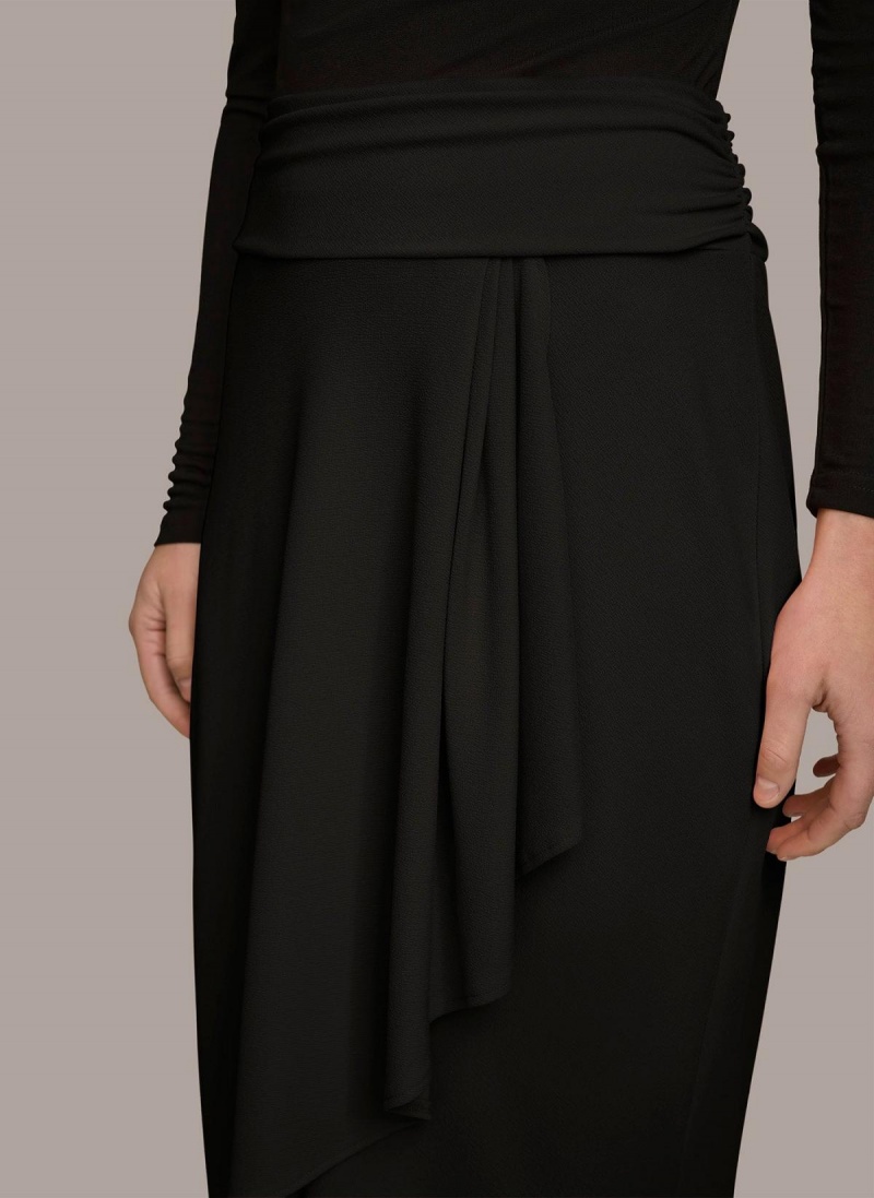 Donna Karan Ruched Skirt Black | USA_DK49390