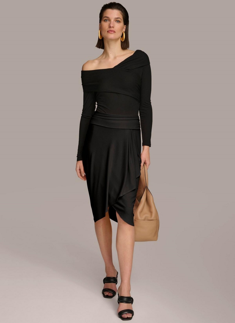 Donna Karan Ruched Skirt Black | USA_DK49390