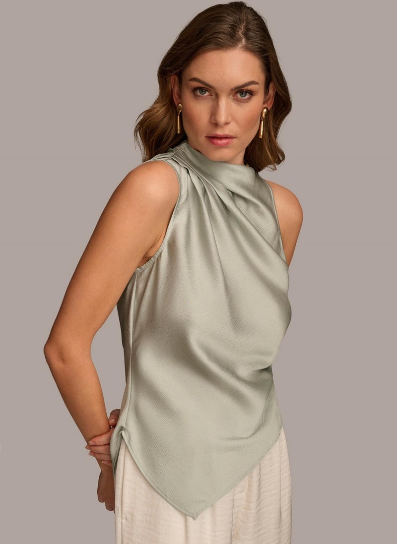 Donna Karan Ruched With Angled Hem Sweaters and Tops Grey | USA_DK47549