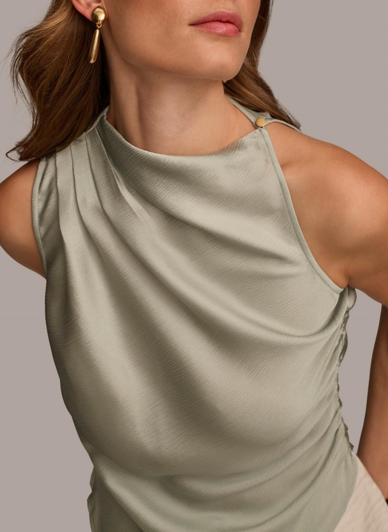 Donna Karan Ruched With Angled Hem Sweaters and Tops Grey | USA_DK47549