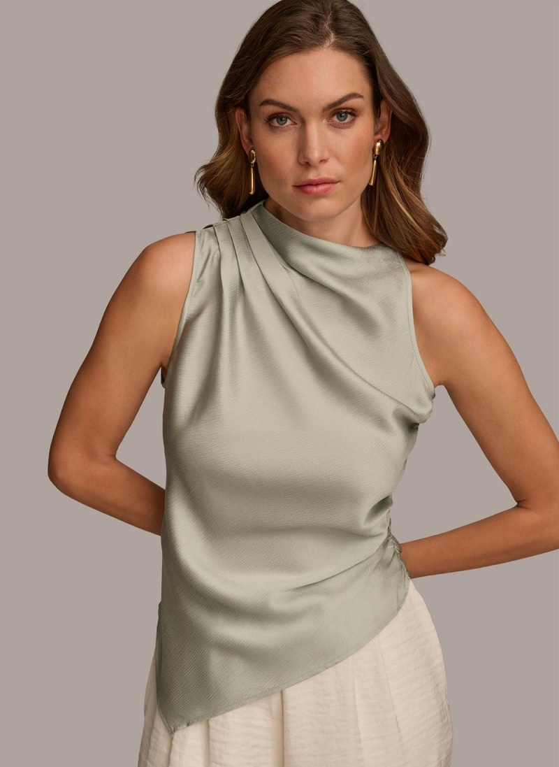 Donna Karan Ruched With Angled Hem Sweaters and Tops Grey | USA_DK47549