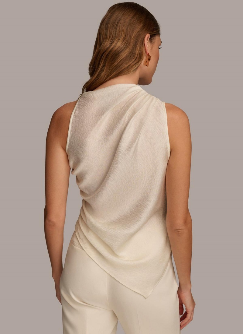 Donna Karan Ruched With Angled Hem Sweaters and Tops Cream | USA_DK70450