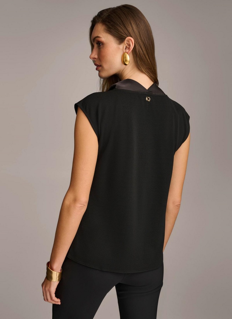 Donna Karan Sleeveless Cowl Neck Sweaters and Tops Black | USA_DK28687