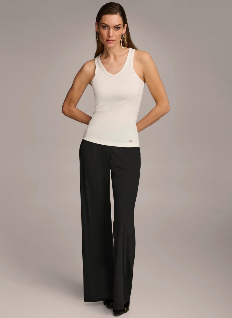 Donna Karan Sleeveless Knit Shell Sweaters and Tops Cream | USA_DK23313