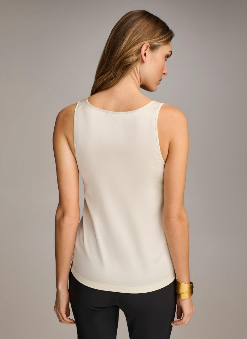 Donna Karan Sleeveless Shell Sweaters and Tops Cream | USA_DK85552