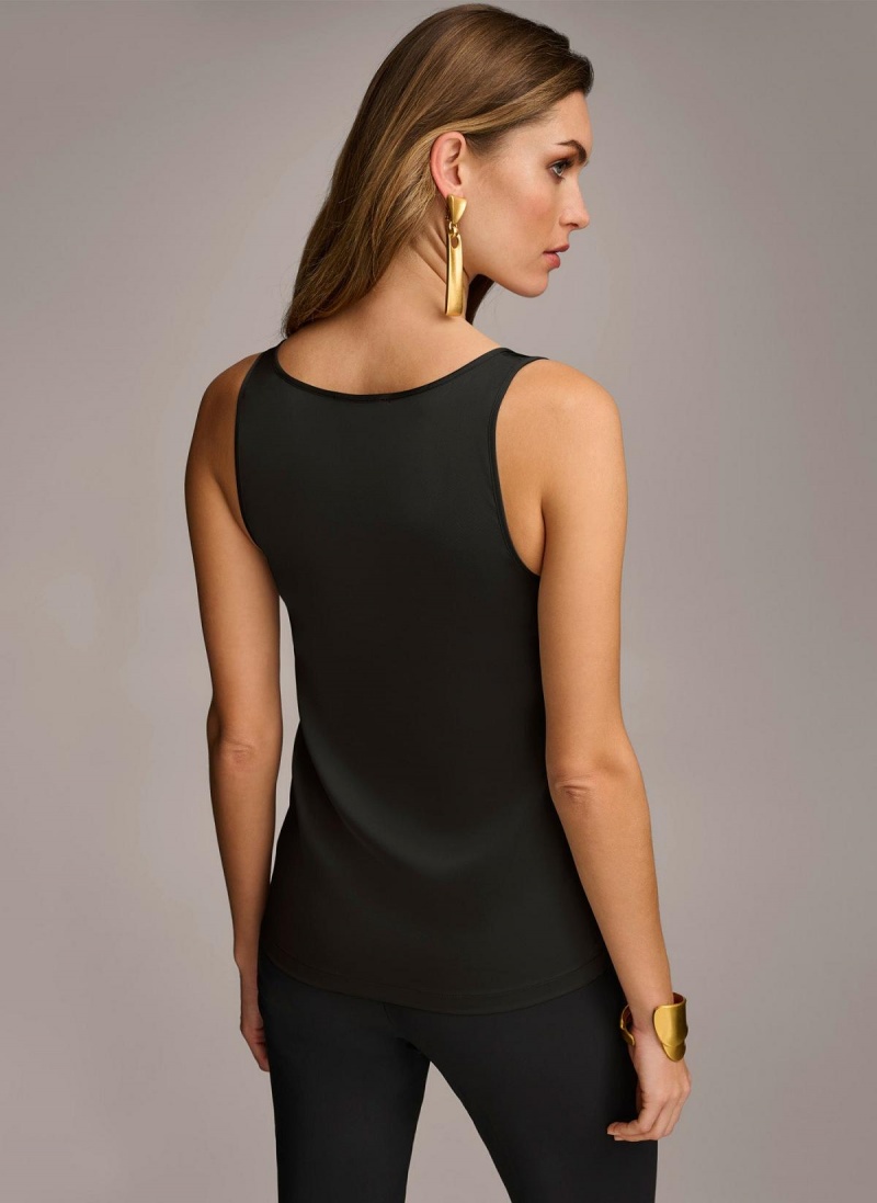 Donna Karan Sleeveless Shell Sweaters and Tops Black | USA_DK49992