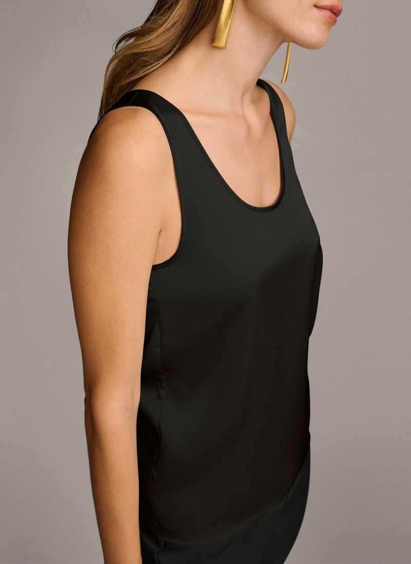 Donna Karan Sleeveless Shell Sweaters and Tops Black | USA_DK49992