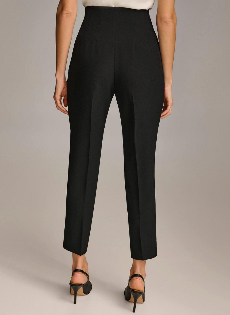 Donna Karan Slim Flat Front Pants Black | USA_DK78693