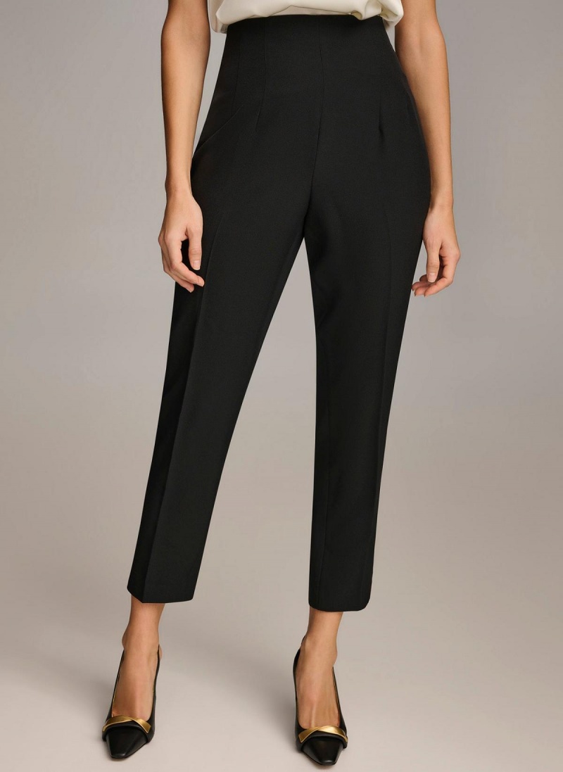 Donna Karan Slim Flat Front Pants Black | USA_DK78693