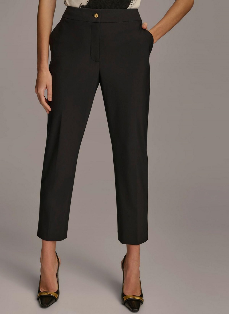 Donna Karan Slim Leg Ankle Length Pants Black | USA_DK70359