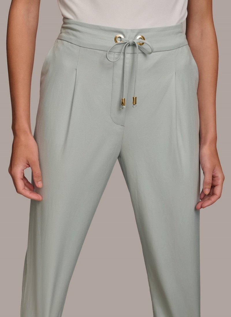 Donna Karan Slim Tie Waist Cuff Pants Blue | USA_DK89530