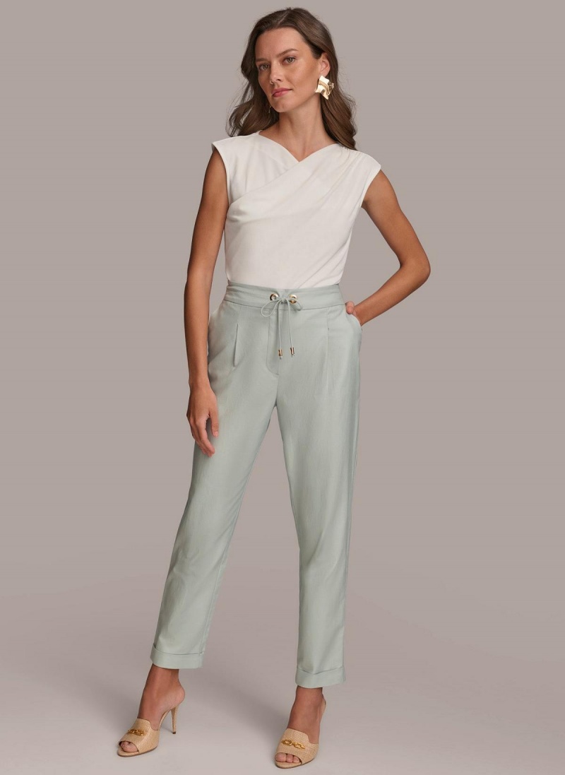 Donna Karan Slim Tie Waist Cuff Pants Blue | USA_DK89530