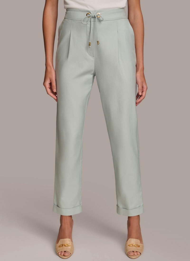 Donna Karan Slim Tie Waist Cuff Pants Blue | USA_DK89530